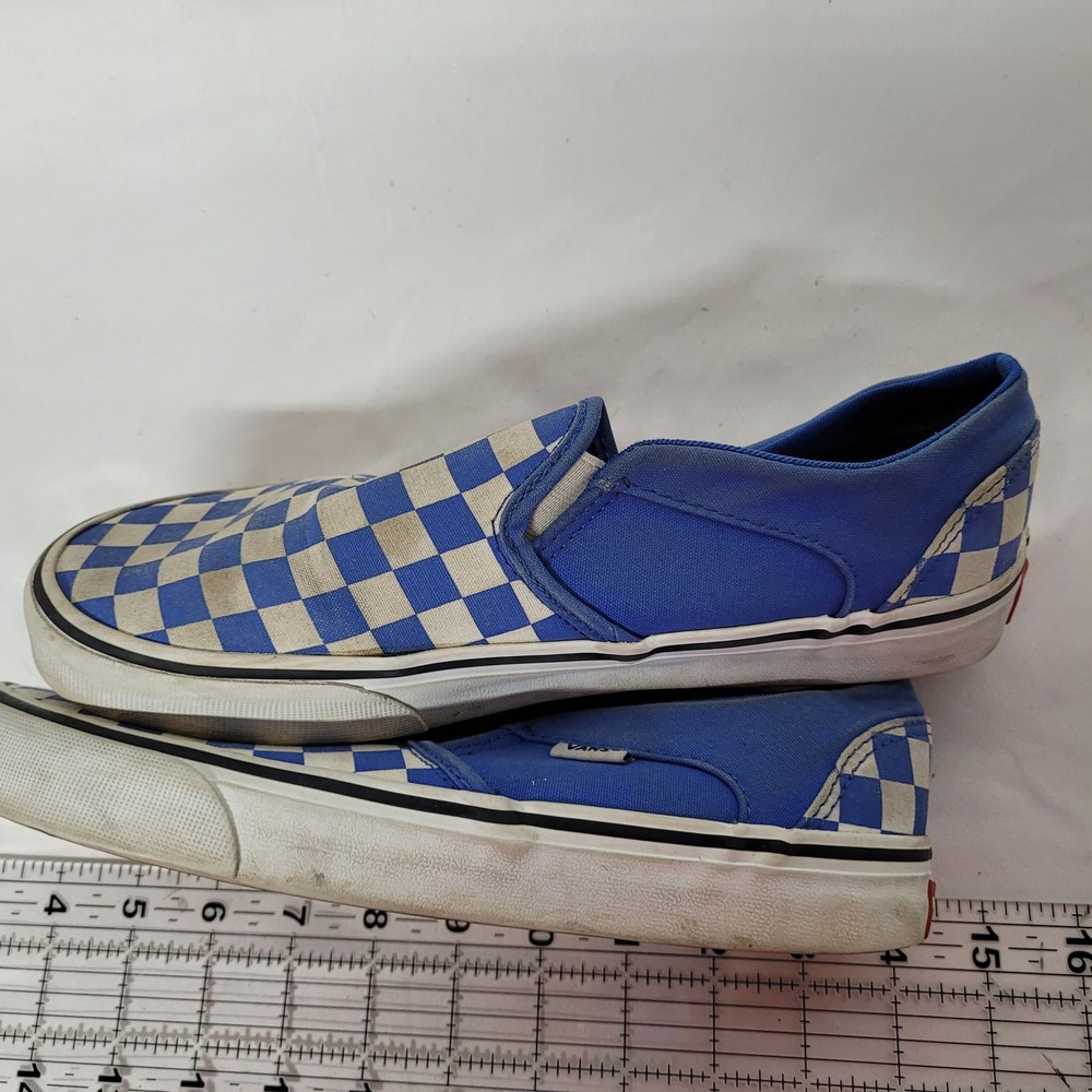 Vans Classic Slip-On Blue White Checkerboard Womens 9 Sneakers 721356 - Picture 2 of 8